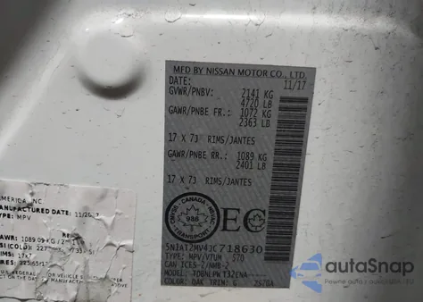 2018 Nissan Rogue S/Sl/Sv z USA, uszkodzony, nr VIN 5N1AT2MV4JC718630